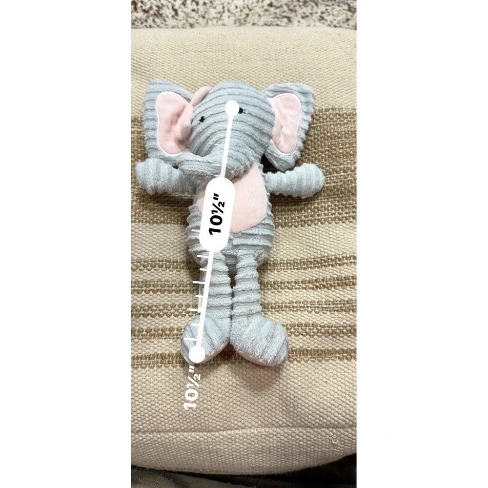 Chick Pea Gray Pink Elephant Plush Stuffed Animal Ribbed Soft Toy 10.5 Inch